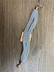 925 ITALY STERLING SILVER MESH BRACELET W/ROSE GOLD PLATED BUCKLE ACCENT